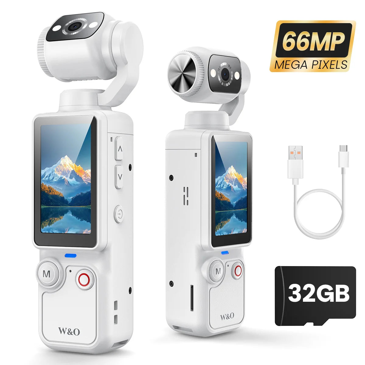 Portable Handheld Digital Camera, 1 Megapixel Resolution, 16x Digital Zoom, 2.5K Video Recording, 180° Rotating Lens, With Flash