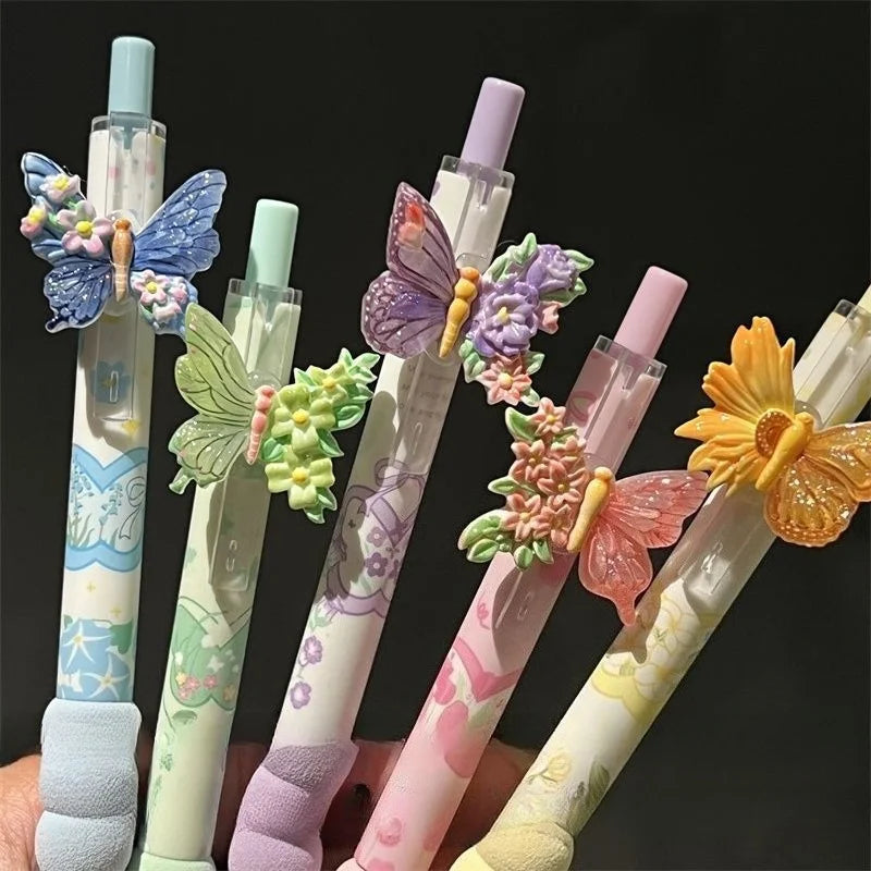 5-Piece Set of Black Gel Pens with Random Colors