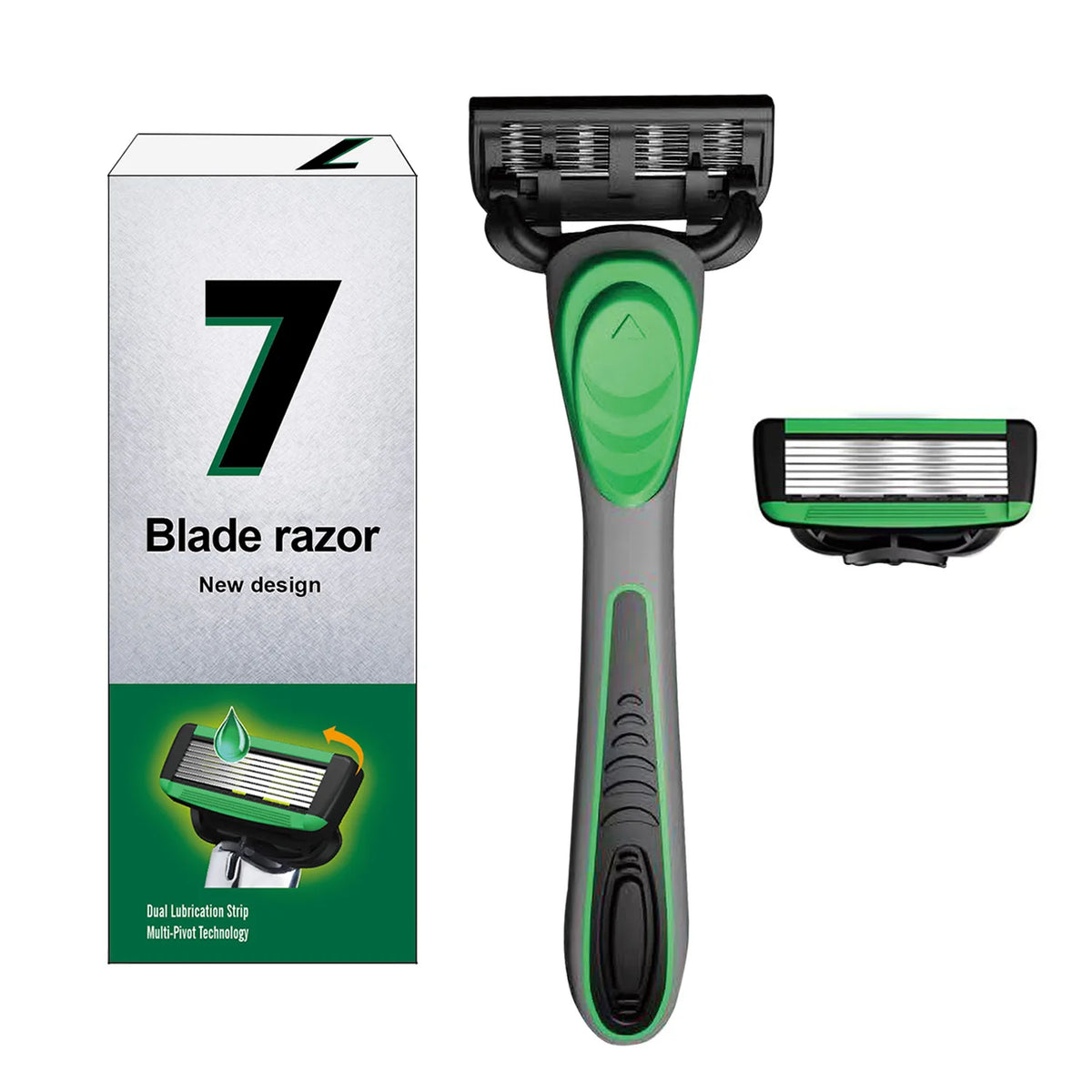 Men's 7-Layer Manual Razor Shaving Set with Replaceable Blades