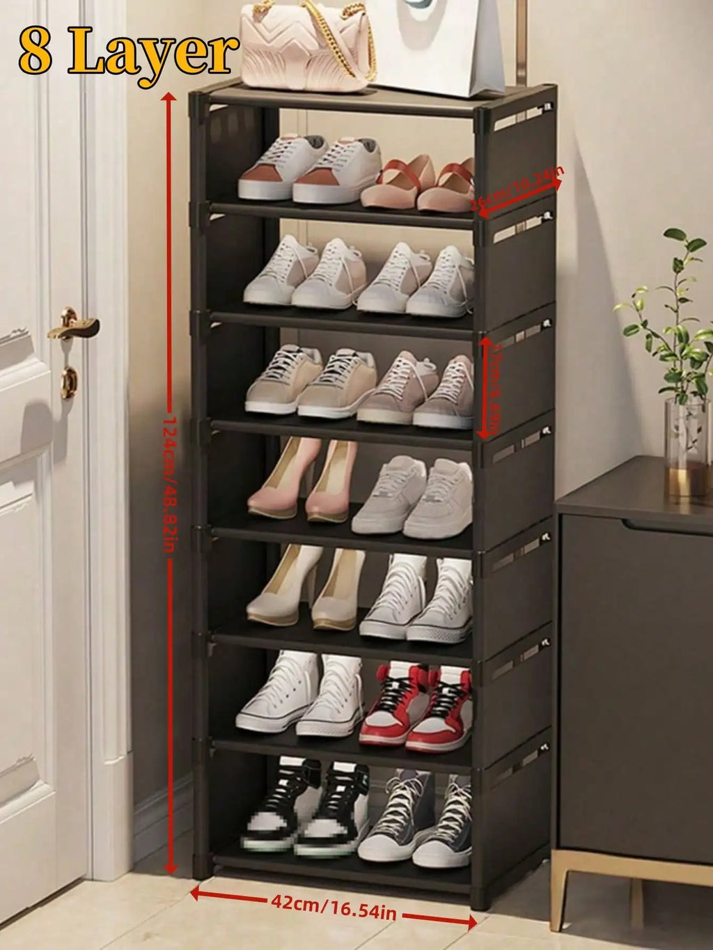 1PC Home 8-Layer Single-row Shoe Rack, Living Room