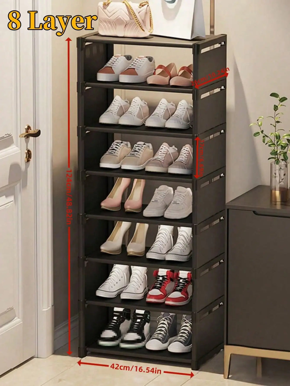 1PC Home 8-Layer Single-row Shoe Rack, Living Room
