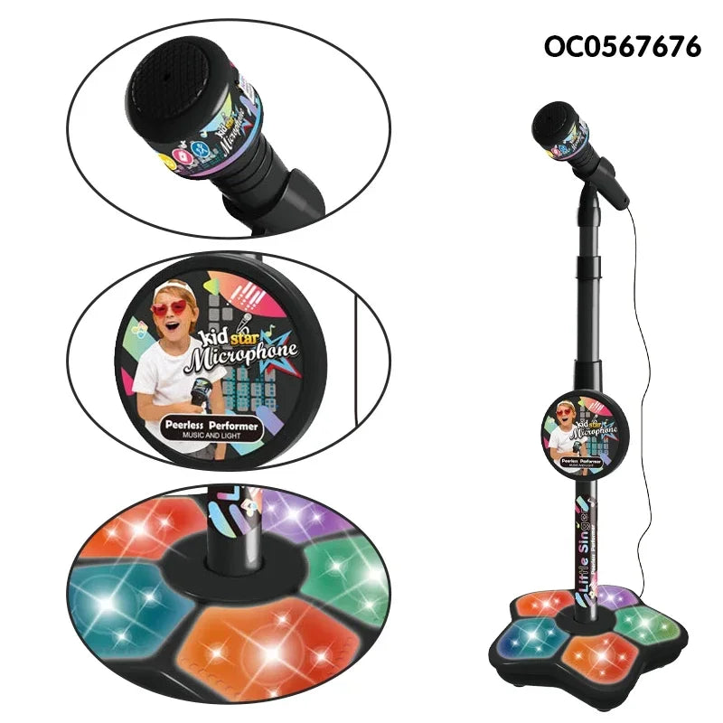 Kids Microphone Toy with Stand Karaoke Song Music Instrument