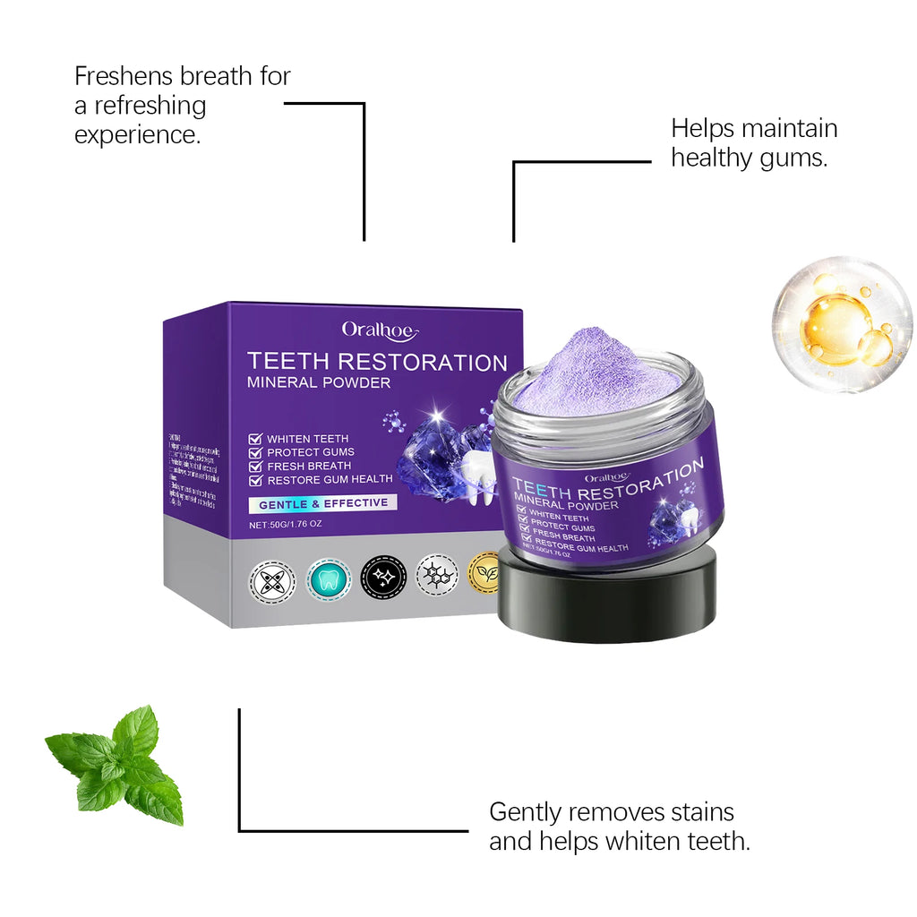 Purple Teeth Whitening Powder Toothpaste Brighten Yellow Teeth Remove