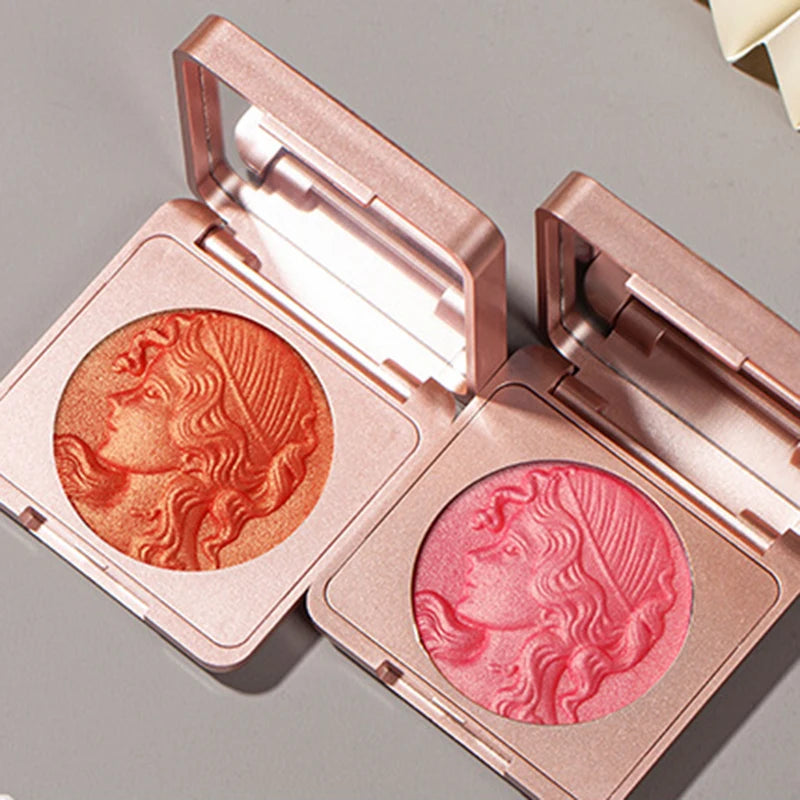 Three Dimensional Relief Young Girl Shiny Orange Gold Blush Natural Tender Delicate Hold Makeup Low Saturation Rose Pink Blusher