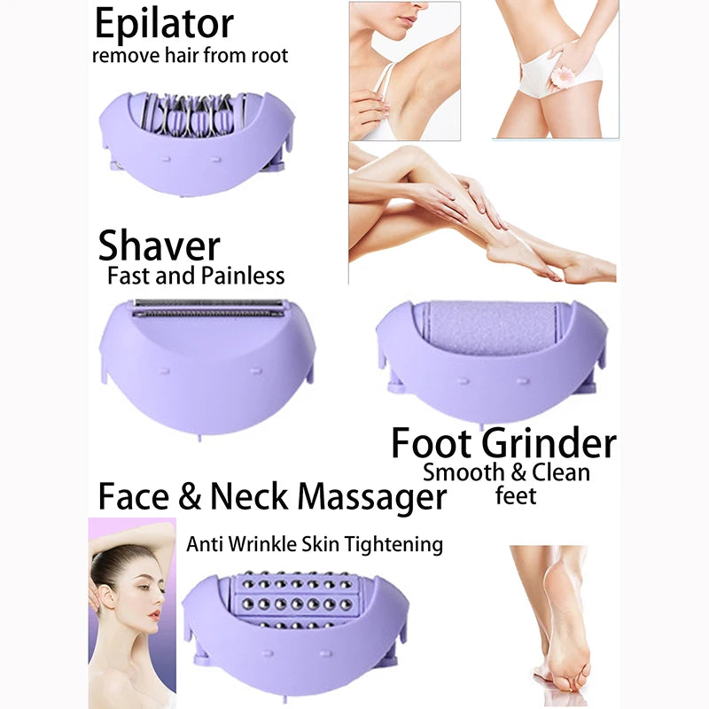 Kemei 6037 Lady Epilator 4 in 1  Women Shaver Female Shaving Machine Body Care