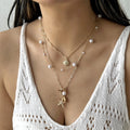 Bohemian Starfish Shell Pendant Necklace For Women Trendy Summer Beach Pearl Chain OT Buckle Choker Girls Travel Party Jewelry