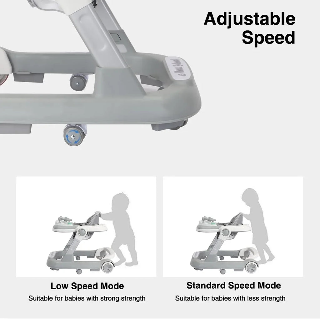 2 in 1 Baby Walker, Toddler Baby Push Walker with Removable Feeding Tray and Music Tray(Without Battery), Activity Walker