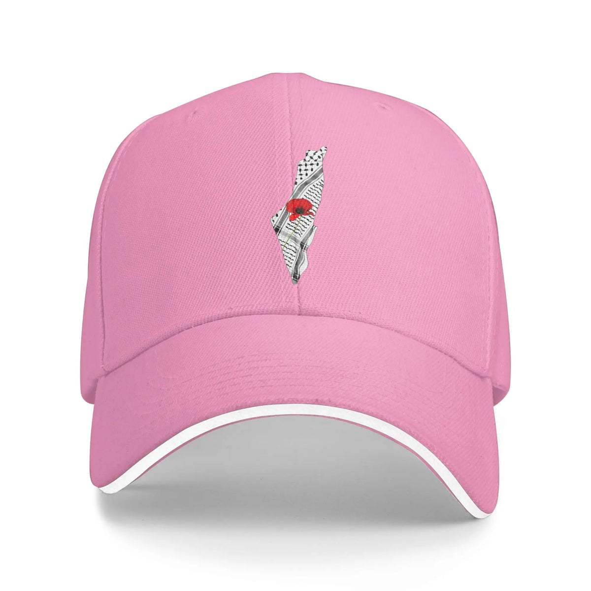 Palestine Map Keffiyeh and Poppy Baseball Cap
