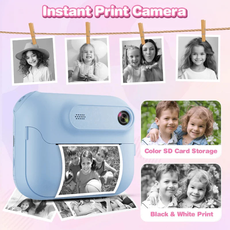 Instant Print Camera for Kids, Kids Camera for 5-1, 32MP HD 1080P Digital Camera with 3 Rolls of Printer Paper
