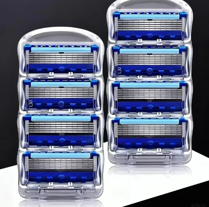 Manual Shaving For Men Replace Head Five Layer Blade Eight Comfortable Shaving Blades The Latest Blue No Skin Damage Uncharged