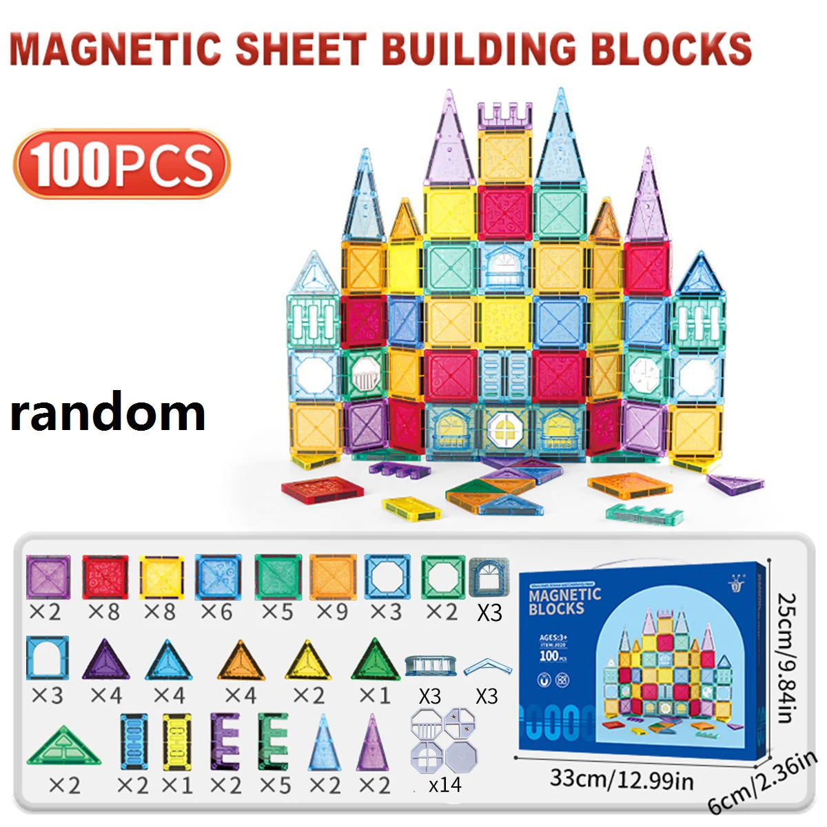 Magnetic Building Blocks Tiles Children's DIY Creative Toys for Kids Ages 3+ Year Old Boys Girls STEM Educational Sensory Gifts