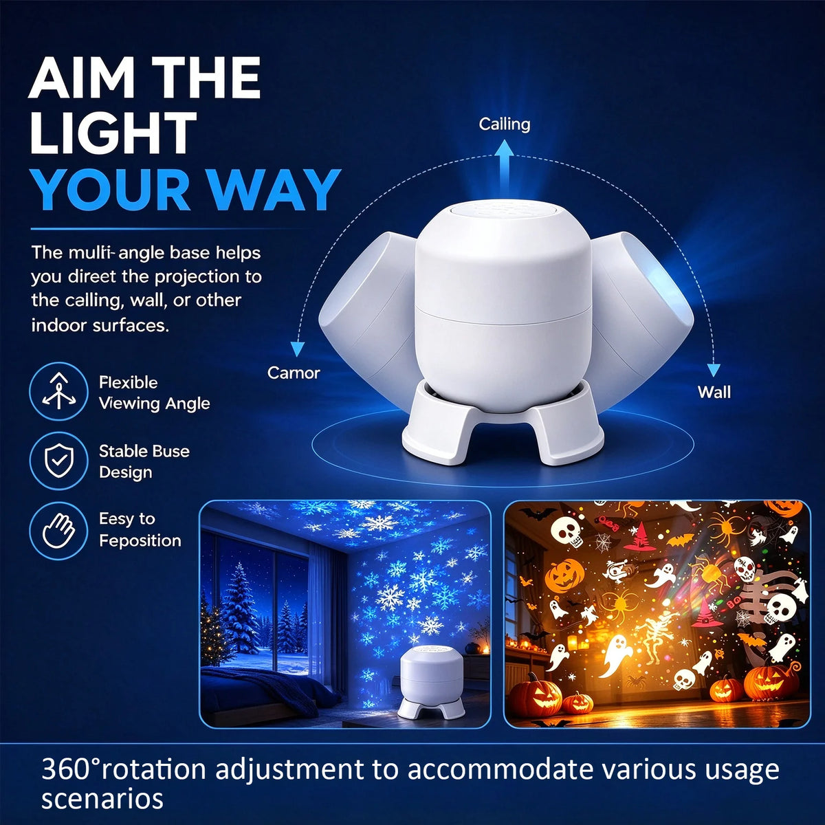 Halloween Projector Led Night Lights USB Dynamic Rotating