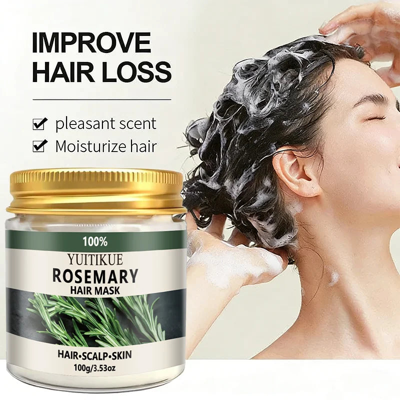 YUITIKUE 100% Rosemary Hair Mask | 3-in-1 Care For Hair, Scalp & Skin | Natural Nourishment & Gentle Hydration Treatment 100g
