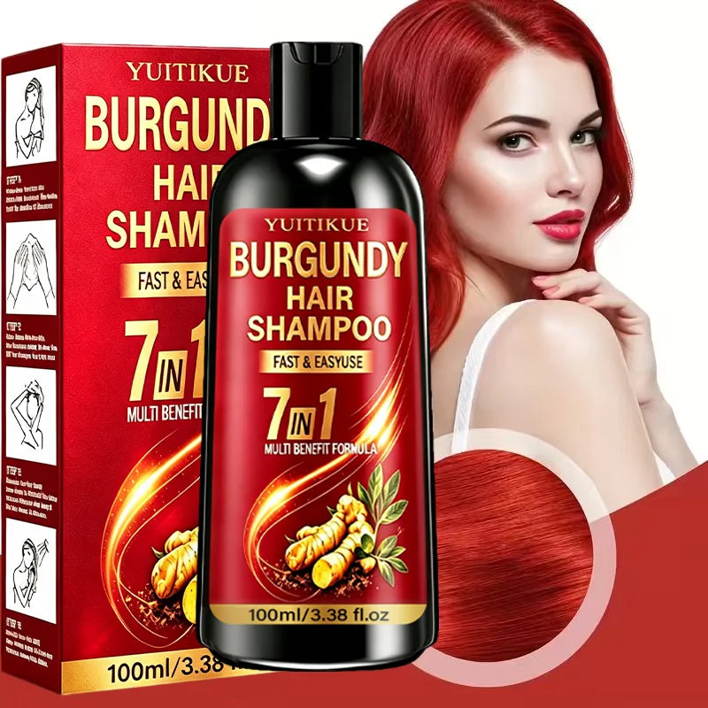 YUITIKUE Burgundy Hair Dye Shampoo 100ml 7-in-1