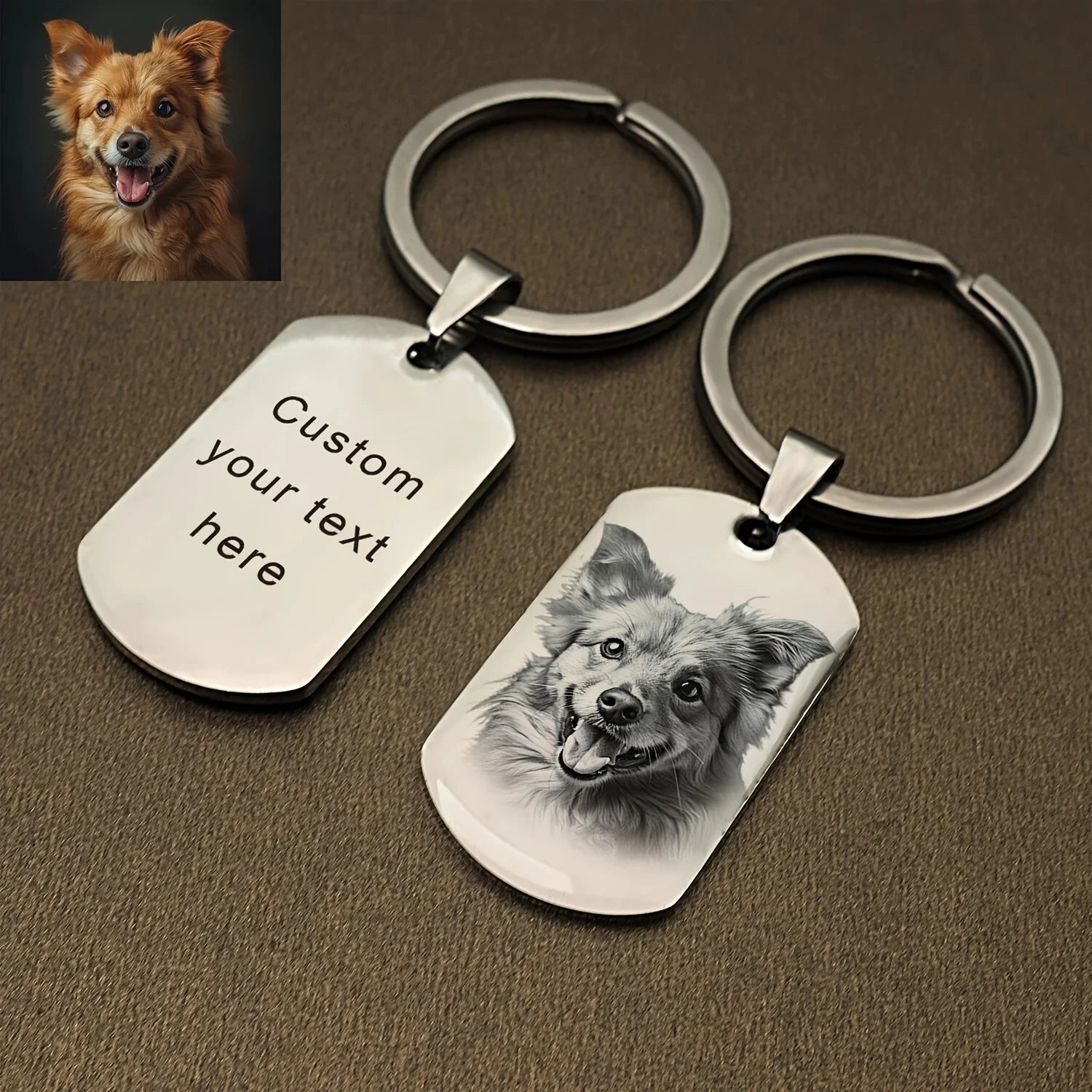 Personalized Photo Keychain, Custom-Engraved Stainless Steel Dog Tag, Perfect Commemorative Gift for Dog and Cat Lovers, Ideal Gift for Birthdays and Christmas