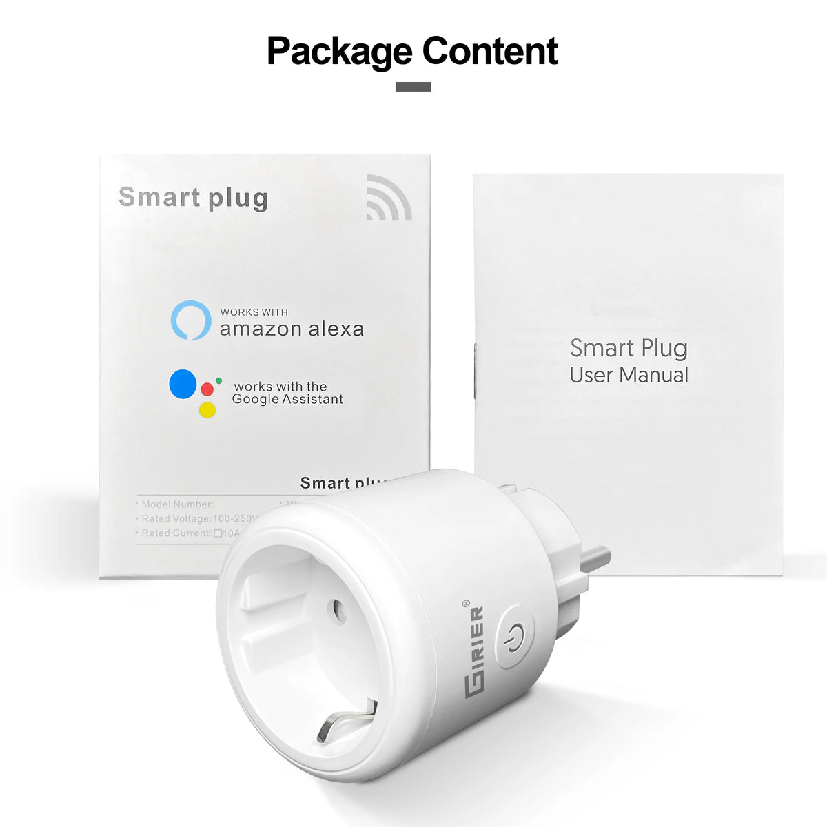 GIRIER Tuya Smart Wifi Plug EU with Power Monitoring 20A Smart Socket
