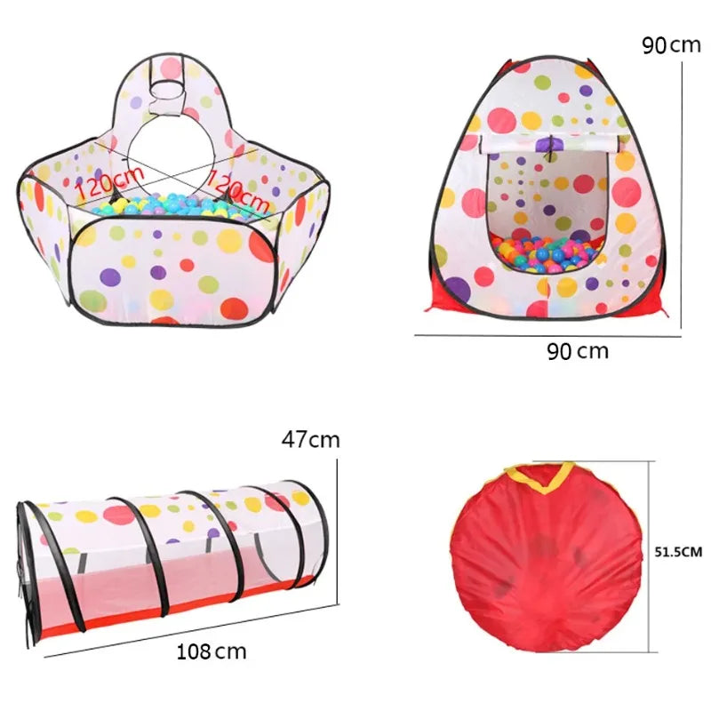 IMBABY NEW 3 In 1 Baby Balls Pool & Toy Tent & Crawling Tunnel Home Baby Playground Foldable Ball Pit Game Tent for Child