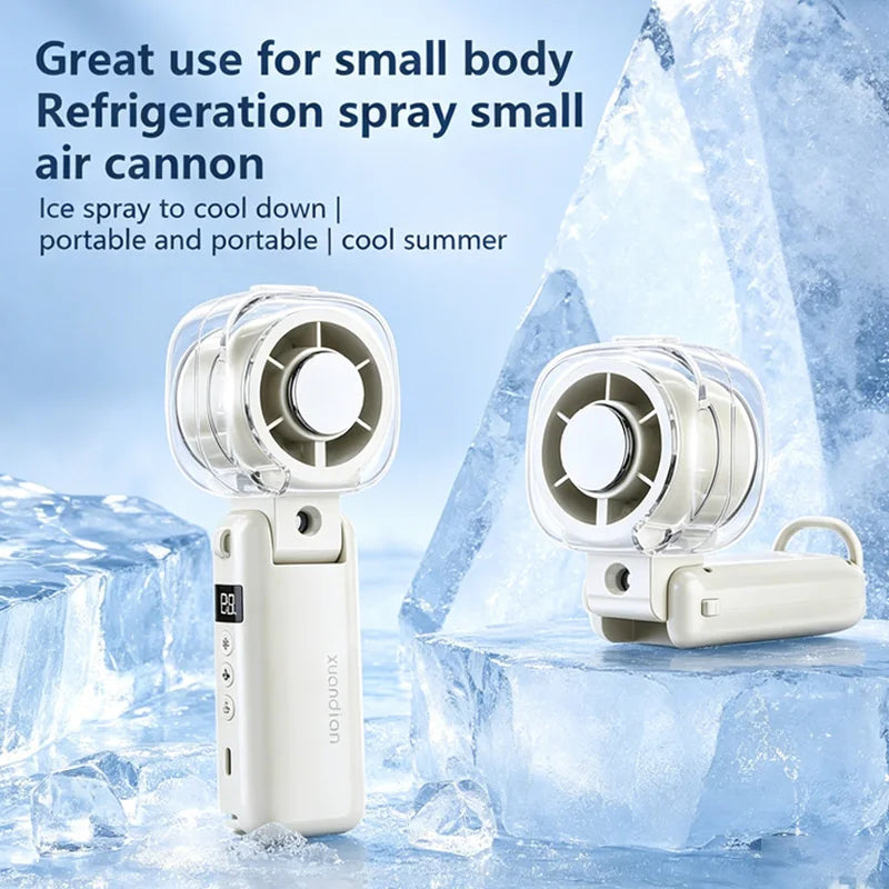 High-Speed Portable Turbo Handheld Misting Fan High-Speed Fan Digital Display Neck-Hanging Ice Spray Humidifying Mini Fan New