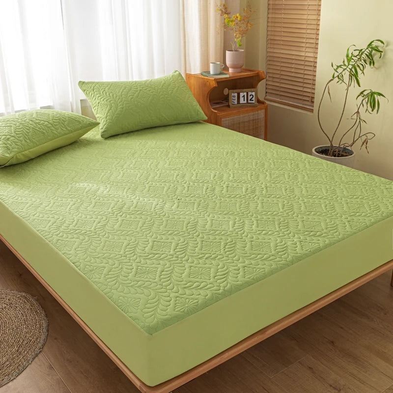 Waterproof Quilted Mattress Cover - Cotton Top, Antibacterial Fiber Fill