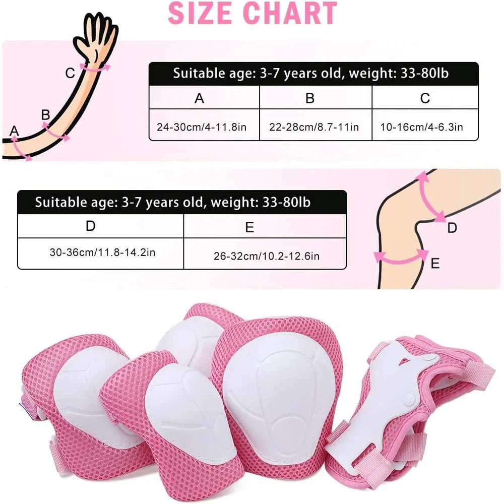 7Pcs/Set Roller Skating Kids Boy Girl Safety Helmet Knee Elbow Pad Sets Cycling Skate Bicycle Scooter Protection Safety Guard