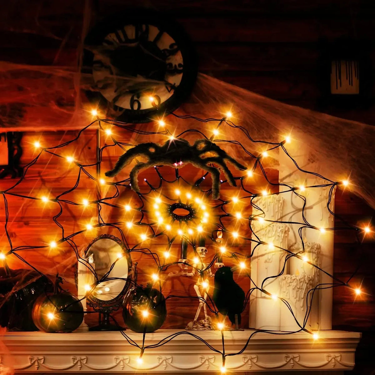 Halloween LED String Light Spider Web Ghost Festival