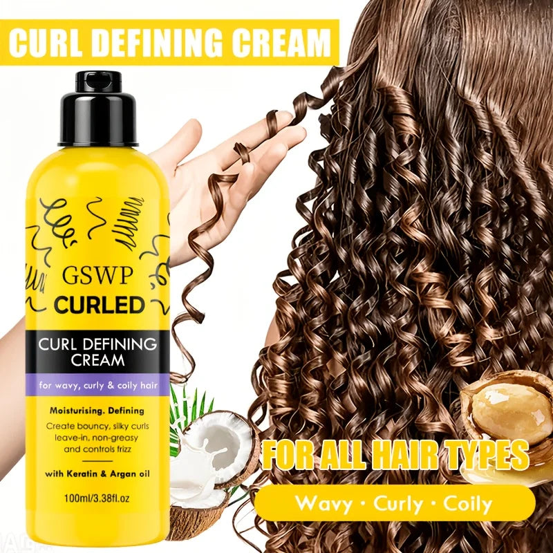 GSWP Argan Oil Curl Cream. Tames frizz and smooths curly hair.