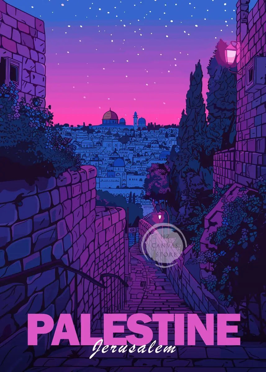 Jerusalem Palestine Travel Poster Religious Shrines Mosque Prints Canvas Painting Wall Art Pictures for Living Room Home Decor