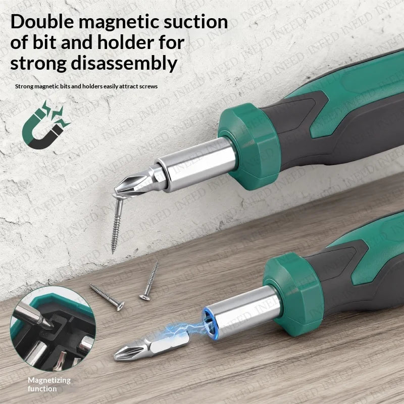 1/4" Drive Quick-Release 40 in 1 Ratchet Socket Bit Set Cr-V Steel Phillips/Slotted Screwdrivers for Repair & Hand Tools