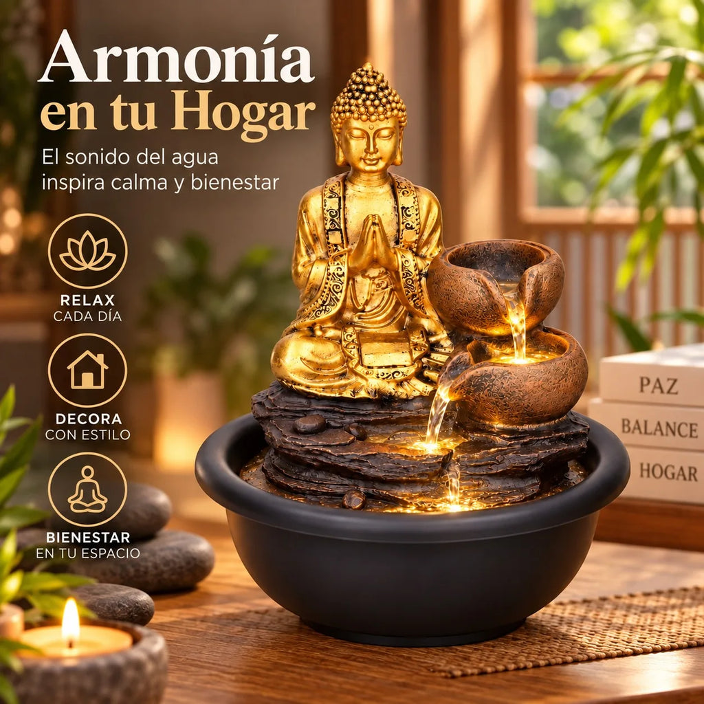 Decorative Buddha Water Fountain with LED Lighting for Indoor and Outdoor Use