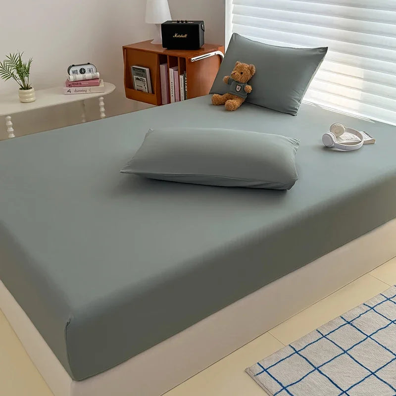 Washed Fitted Sheet with Elastic Bands Non Slip Adjustable Mattress Cover