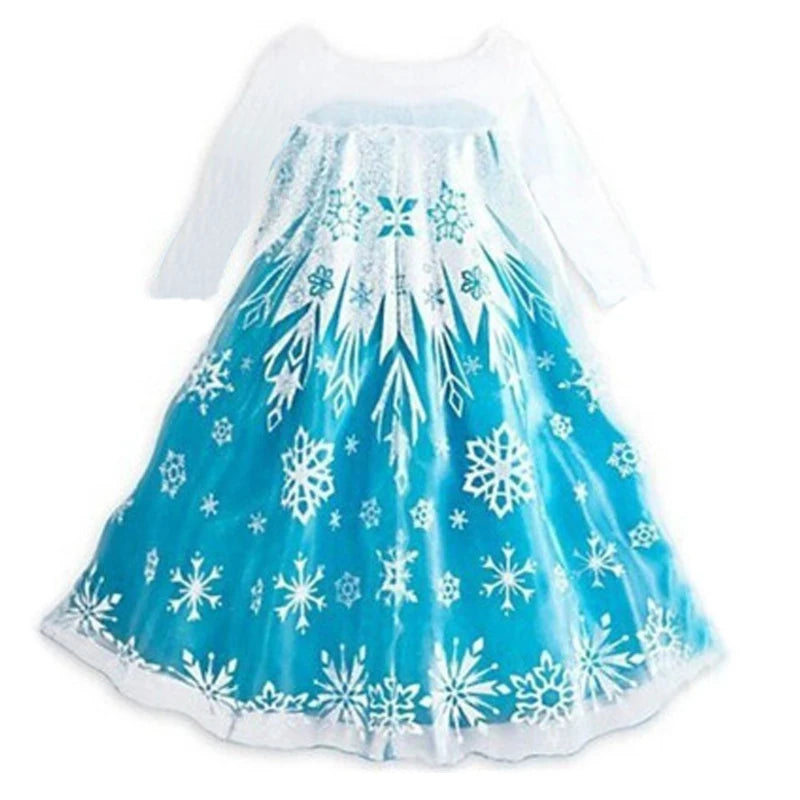 Girls Ice Snow Princess Cosplay Dress with Long Cloak