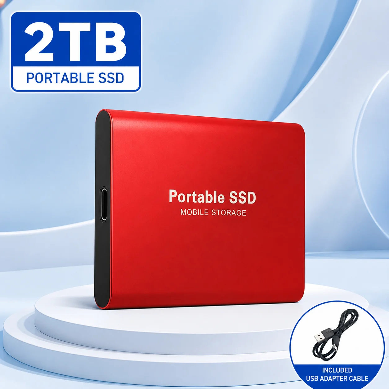 2TB Fast Portable Hard Drive External SSD Hard Disk USB Type-C High-Speed Storage for Laptop/Mac/PC