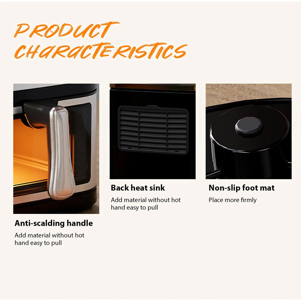 8L Air Fryer Stainless Steel Visible Large Ccapacity Electric Oven