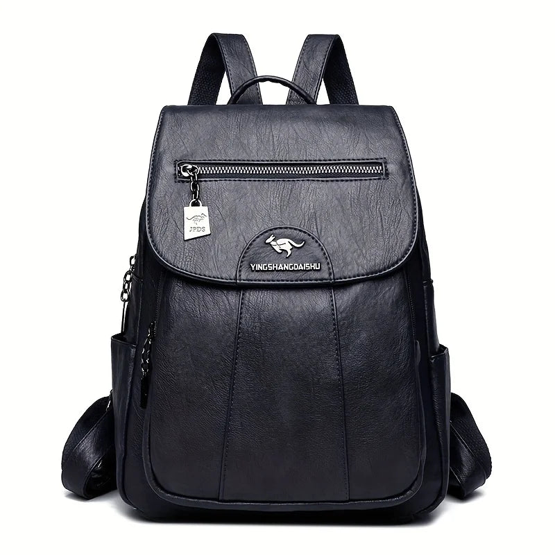 Faux Leather Backpack for Women,Flap Zipper Pocket