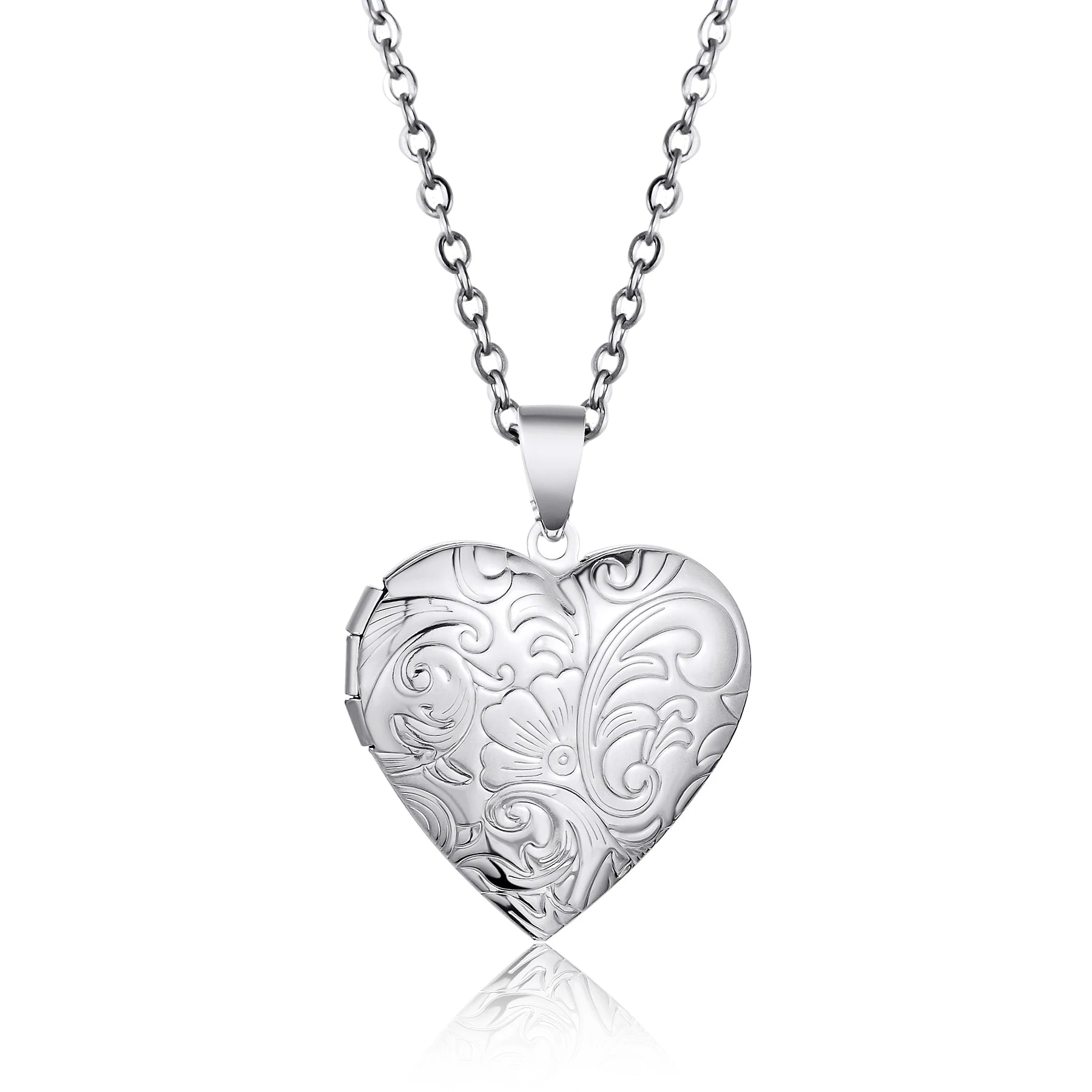 Fashion Stainless Steel Love Heart Locket Pendants Can Place Photos Necklace For Friend Family Customized Jewelry Gifts