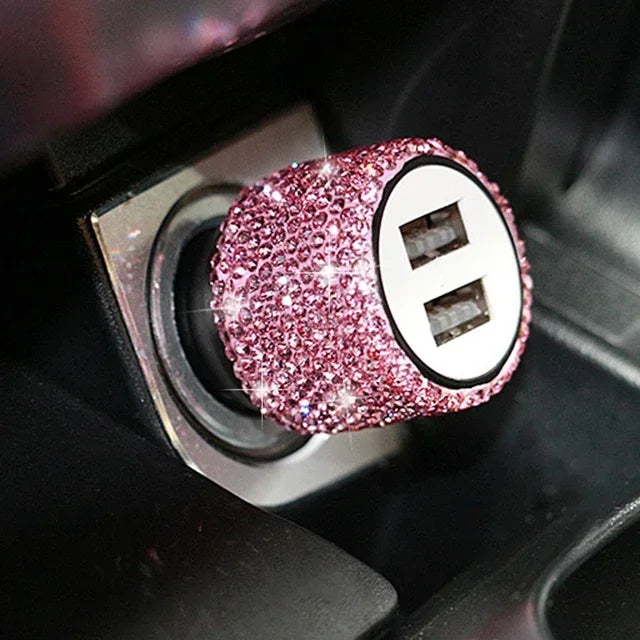 Bling USB Car Charger 5V 2.1A Dual Port Fast Adapter