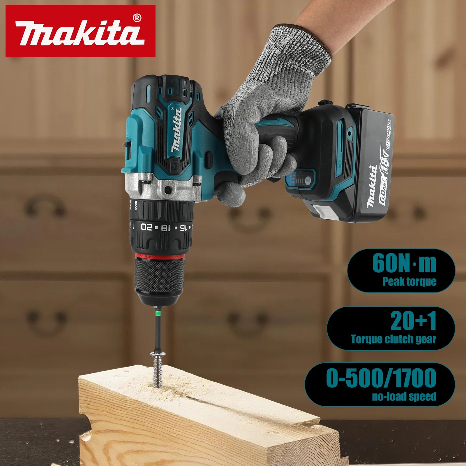 NEW 2026 Makita DDF487 Cordless 18V Brushless Drill 13mm Chuck 1700rpm 40Nm Small Body Powerful Screwdriver Power Tool