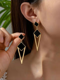 A Pair of Fashionable and Versatile Summer Trendy Alloy Diamond-Shaped Oil-Drip Earrings