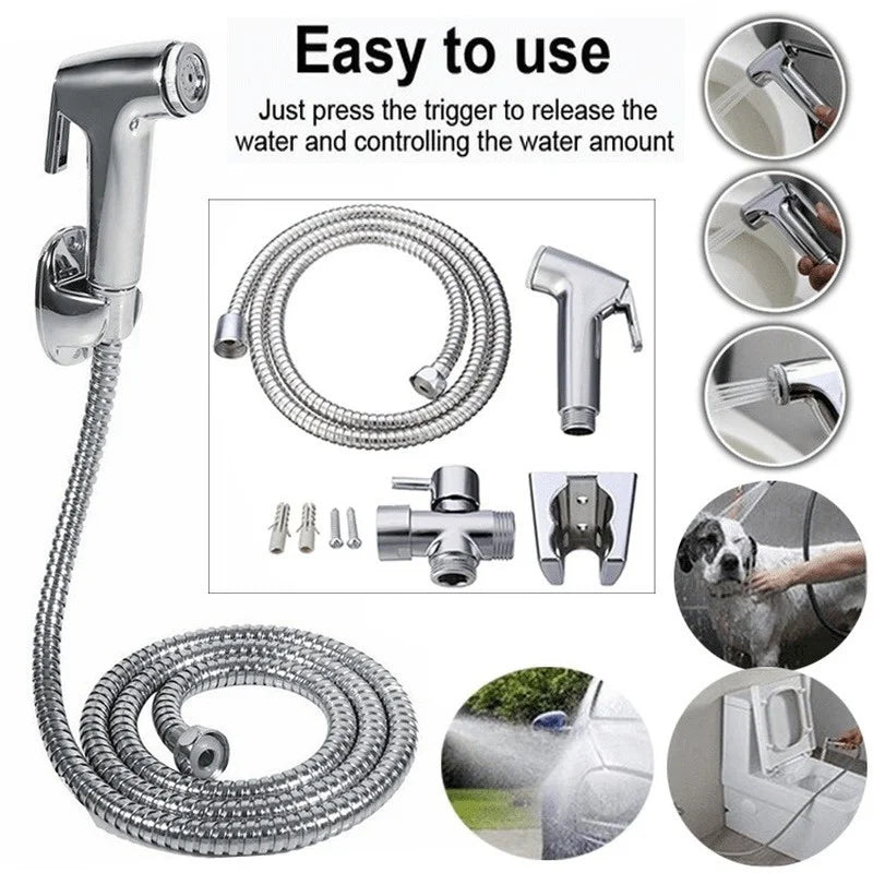 Toilet Brush Handheld Spray Gun Sprayer Kit DN15 Stainless Steel Hand Bidet Faucet