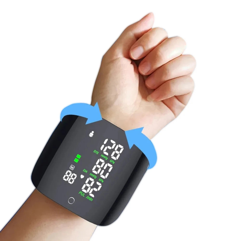 Rechargeable Wrist Blood Pressure Monitor New Touch Screen LED