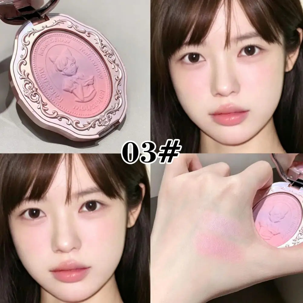 Vintage Embossed Gradient Blush Matte Smooth Long‑Wearing Natural Look Cheek Brightening Atmosphere Blush Long Lasting Makeup