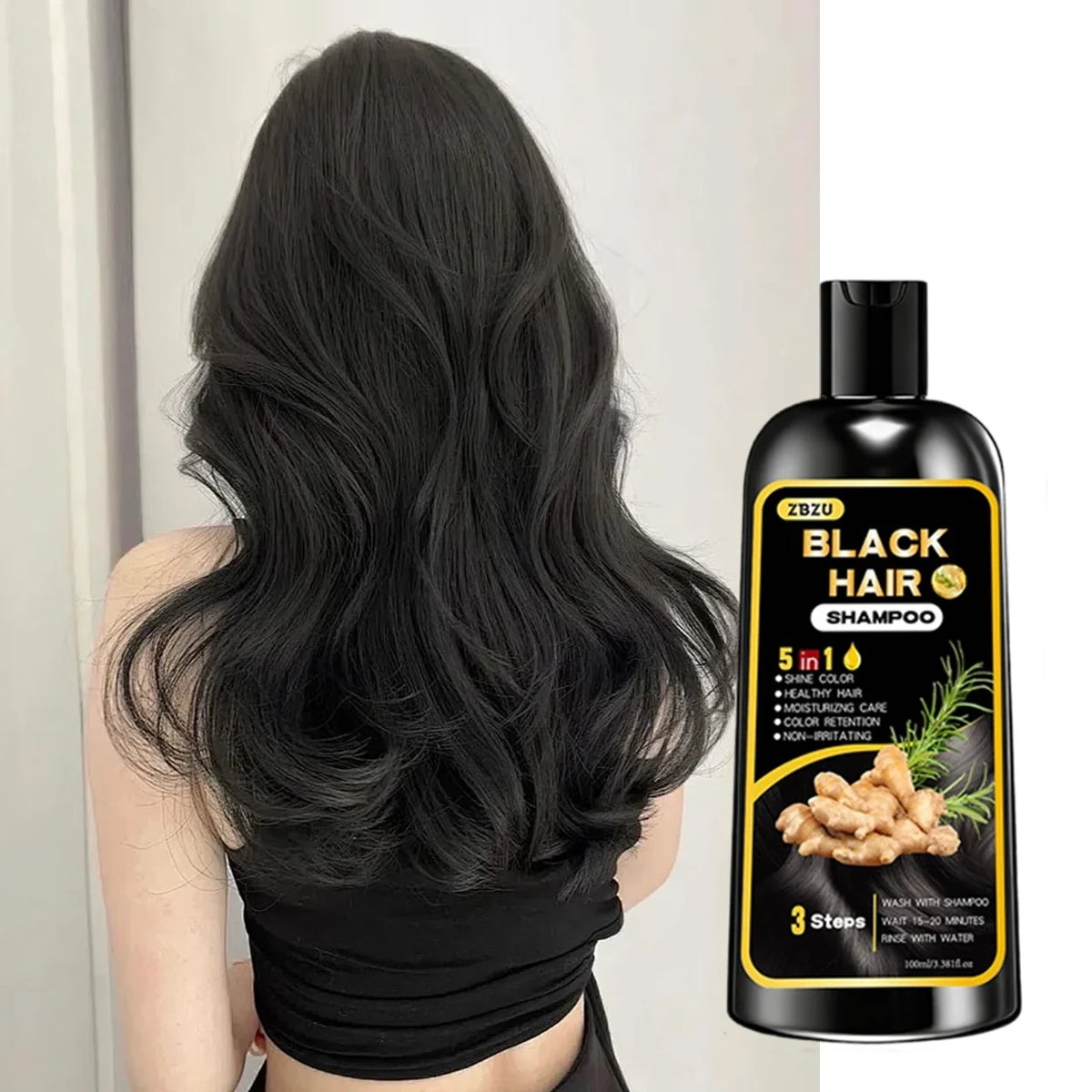 New Hair Dye Shampoo 5-in-1, Containing Ginger and Biotin.