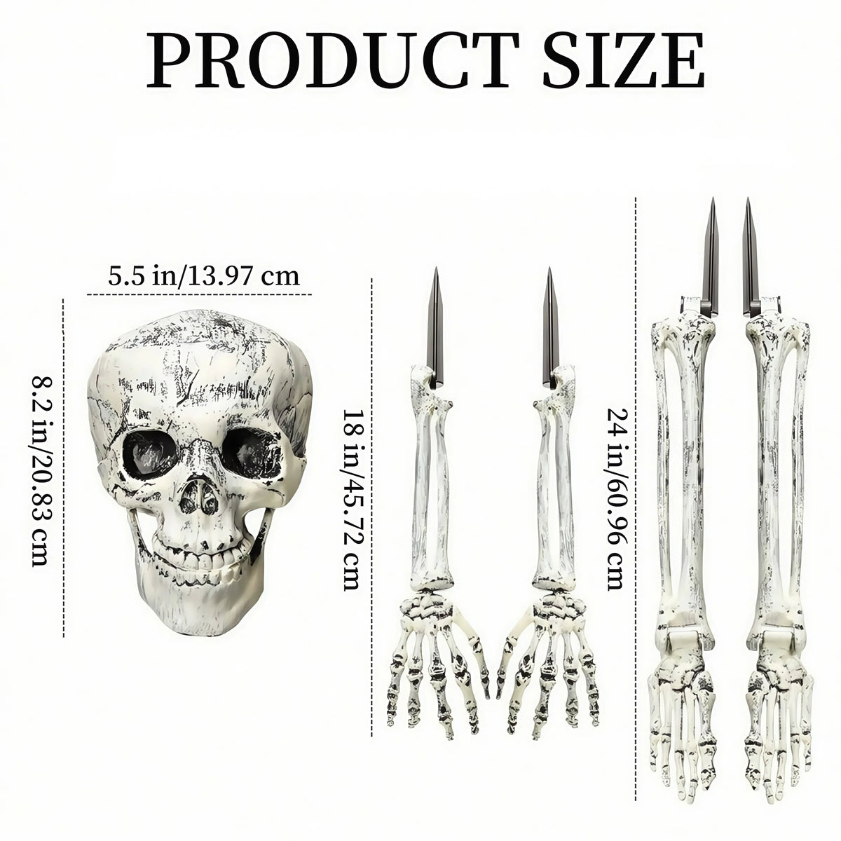 Halloween Skeleton Stake Decorations, Realistic Skeleton Arm Leg Bones