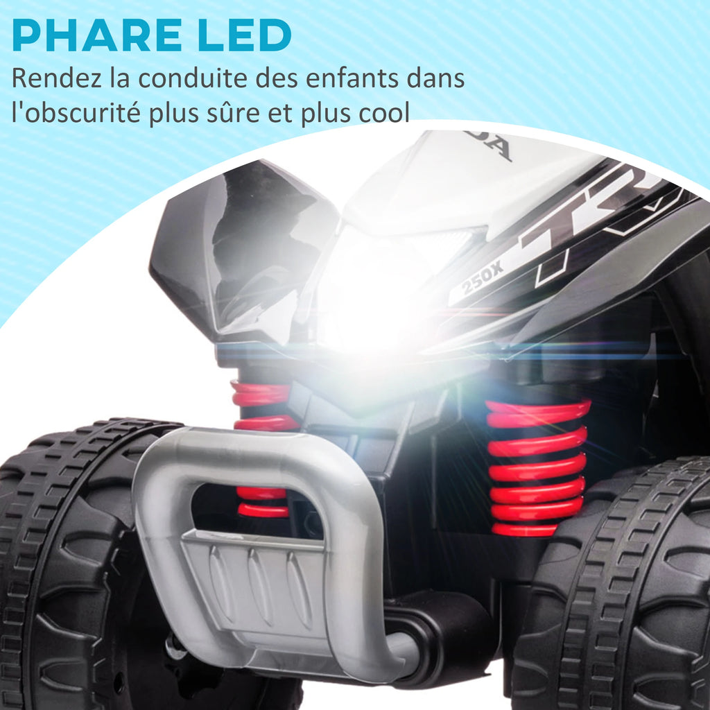 6 V Electric Quad for Children, LED Headlight, Horn, Ergonomic Handle and Seat, Suitable for Children Aged 1.5 to 3 Years Weighing No More Than 25 kg, Black