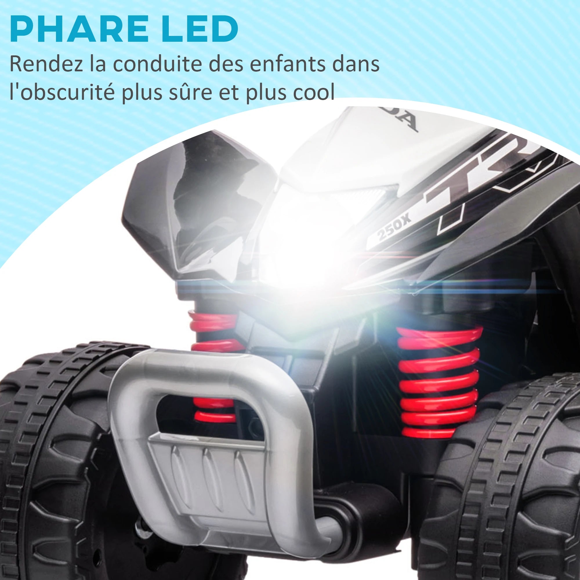 6 V Electric Quad for Children, LED Headlight, Horn, Ergonomic Handle and Seat, Suitable for Children Aged 1.5 to 3 Years Weighing No More Than 25 kg, Black