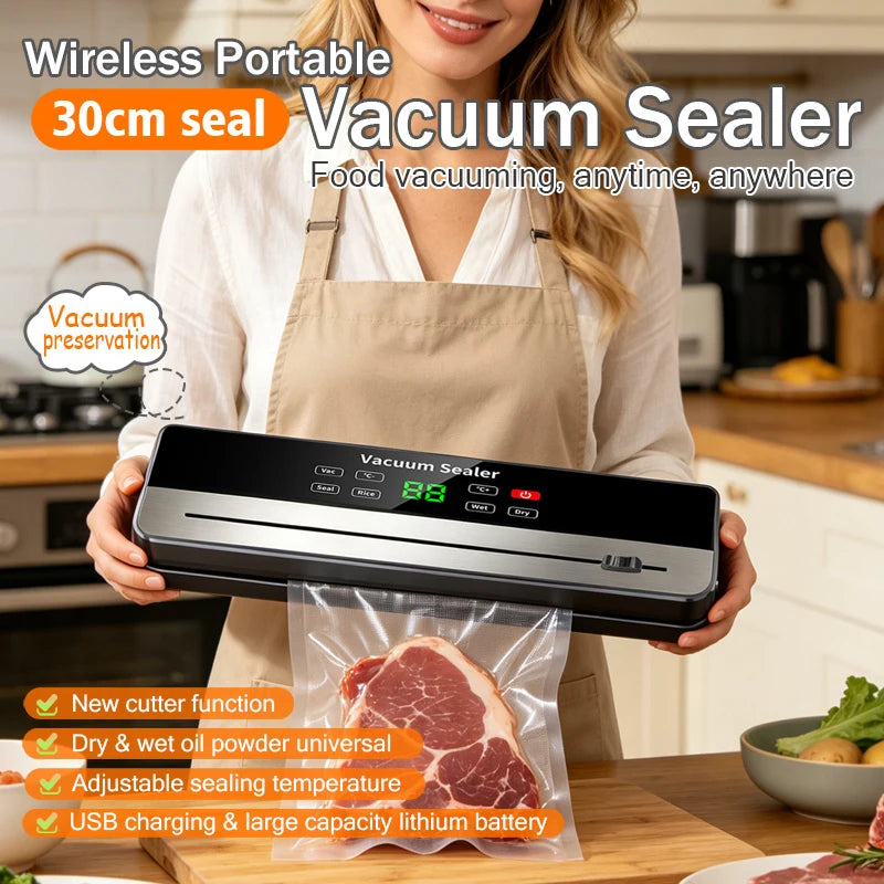 Portable Vacuum Sealer with Strong Suction & USB Wireless Charging