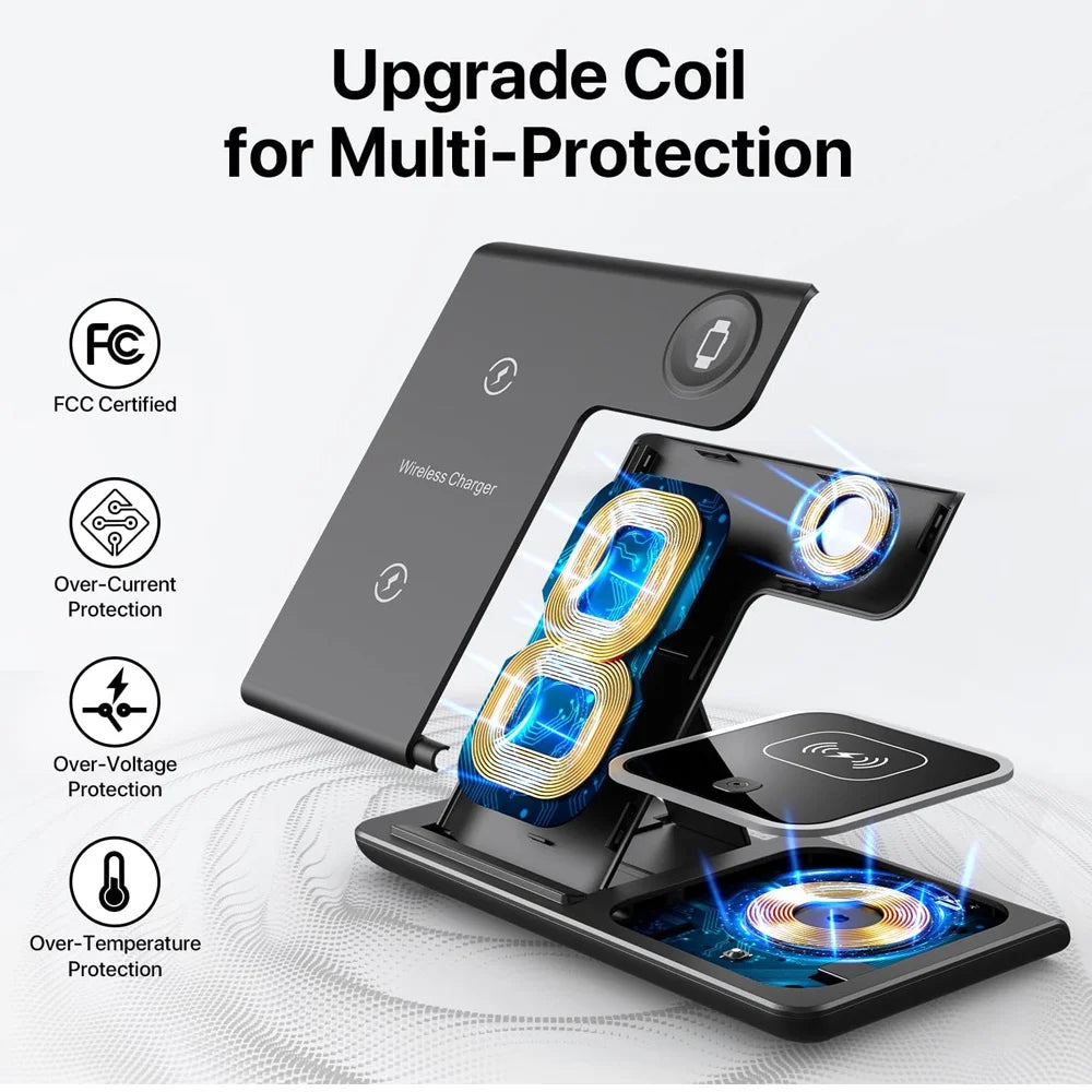 3 in 1 Magnetic Wireless Charger Stand, Fast Charging Station