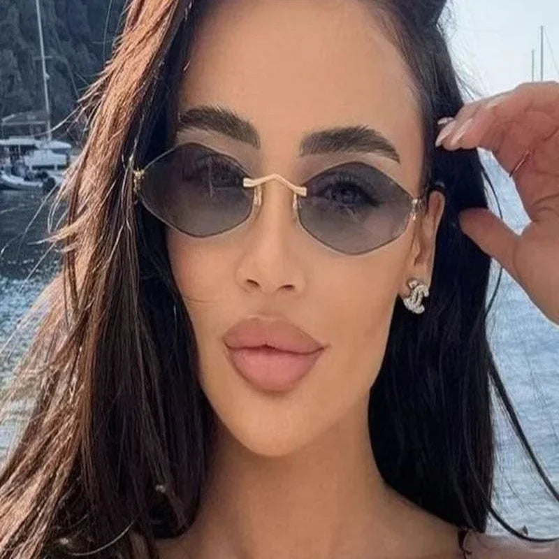 Rimless Diamond Shape Women Sunglasses 2026 Vintage New in Sunglasses Trendy Girls Sun Glasses Очки Солнечные Женские