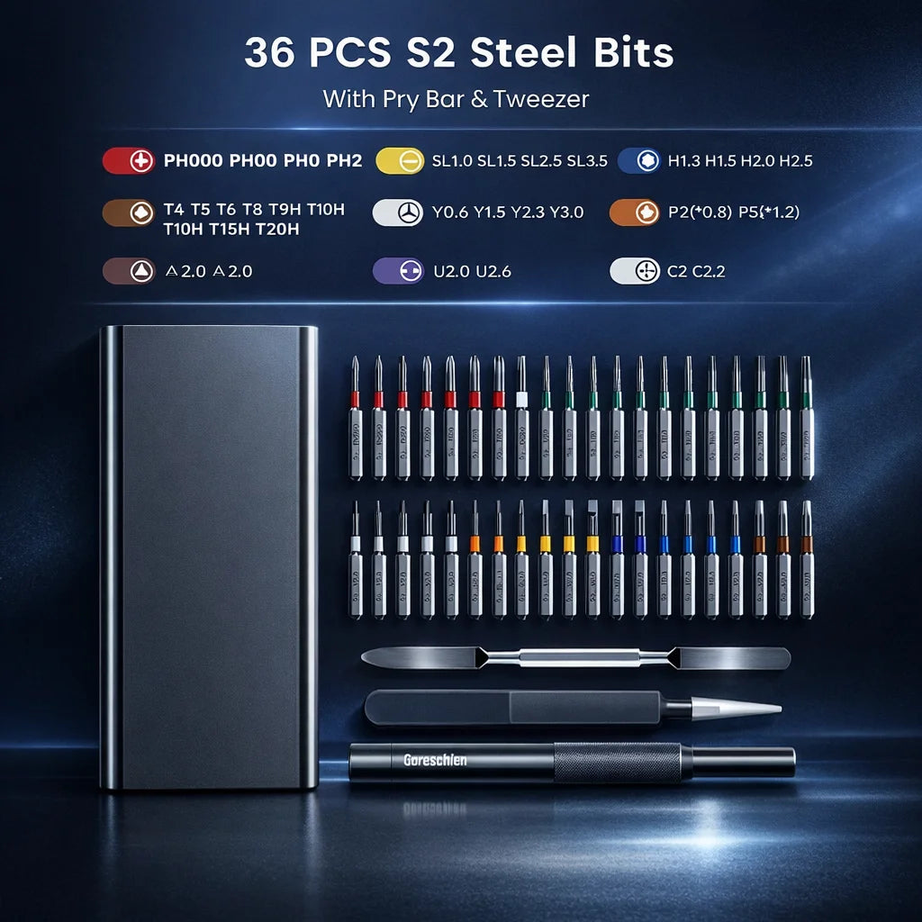 Precision Screwdriver Set, Screwdriver Kit with 36 Long S2 Bits,