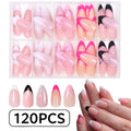 120pcs Pressed French Edge Almond False Nail Acrylic Reusable False Finger Acrylic False Nail Date And Daily Wear